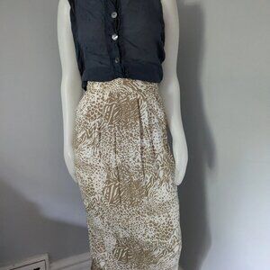 Vintage 70's Animal Print Patterned Pencil Skirt Wiggle Skirt with Pockets